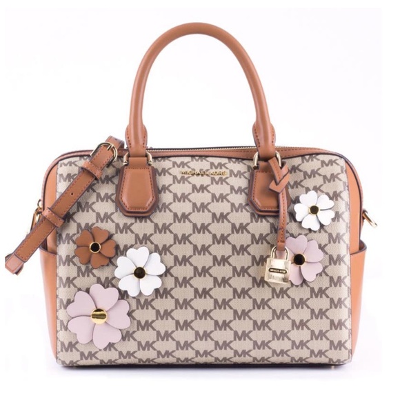 Monogram Floral Appliqué Satchel Mercier - Picture 8 of 16
